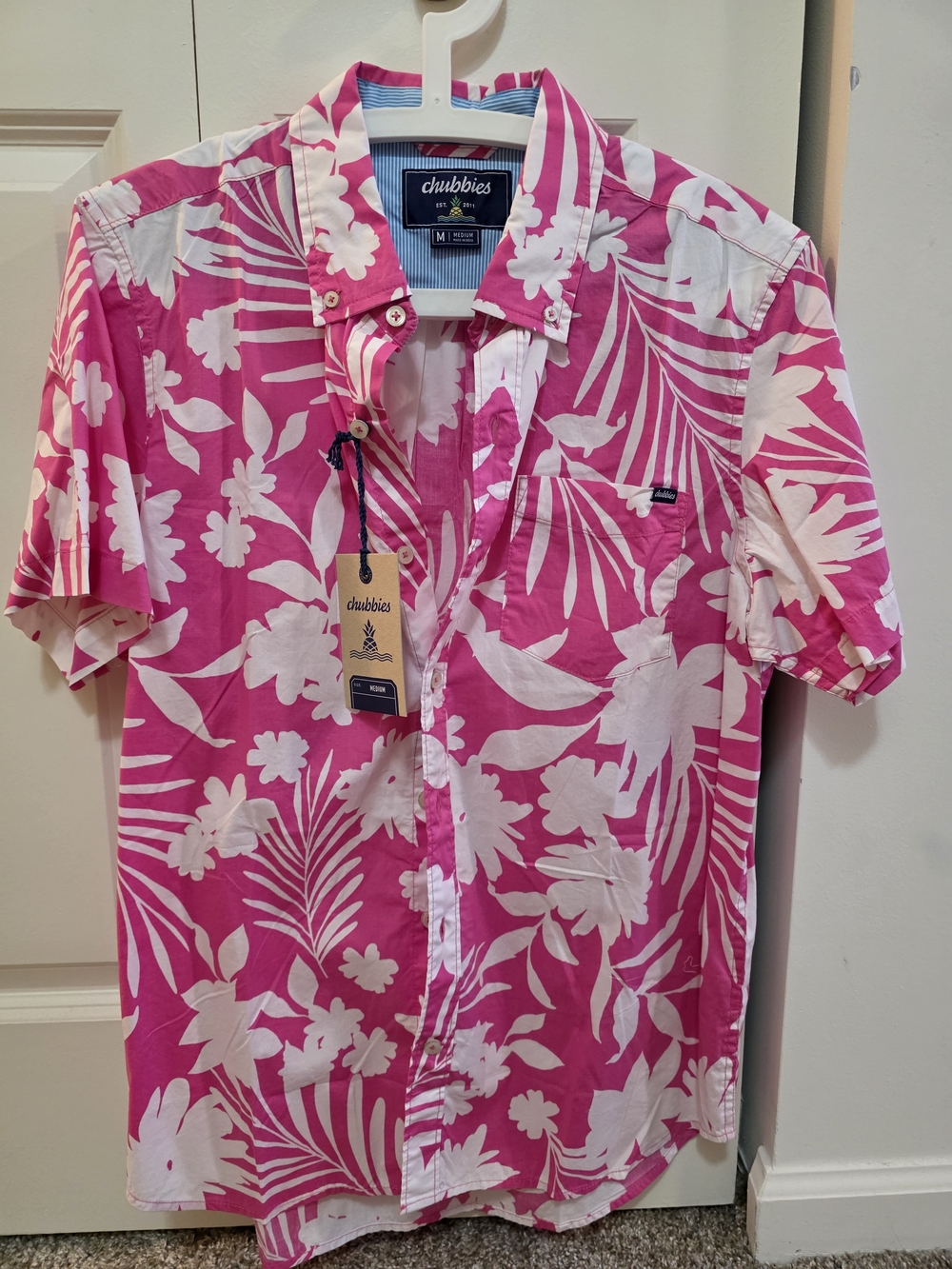 Chubbies Pink and White Tropical Floral Button-Up Shirt